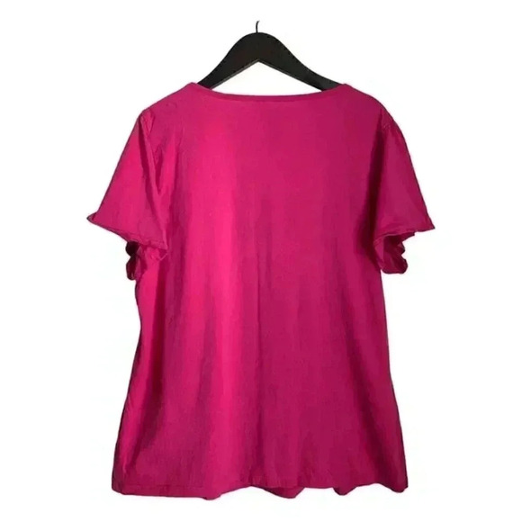 Kim Rogers Hot Pink Shirt Size 1X with Embroidered Suns Boho - Picture 4 of 8